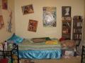 The wall with my bed. I have one shelf with DVDs and another with random stuff on it, taking up space.